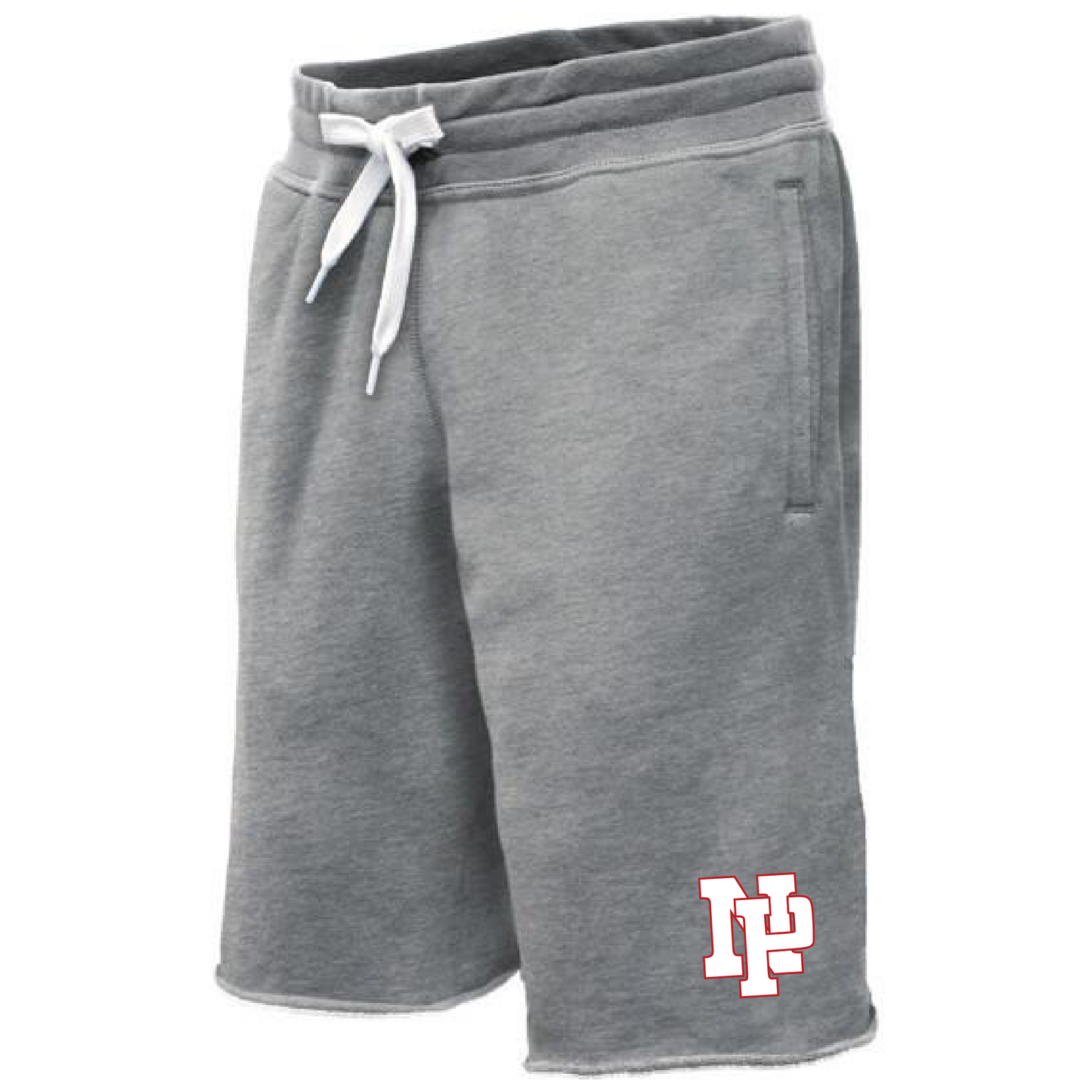 Men's Sweatshorts - White NP Logo, Red Outline