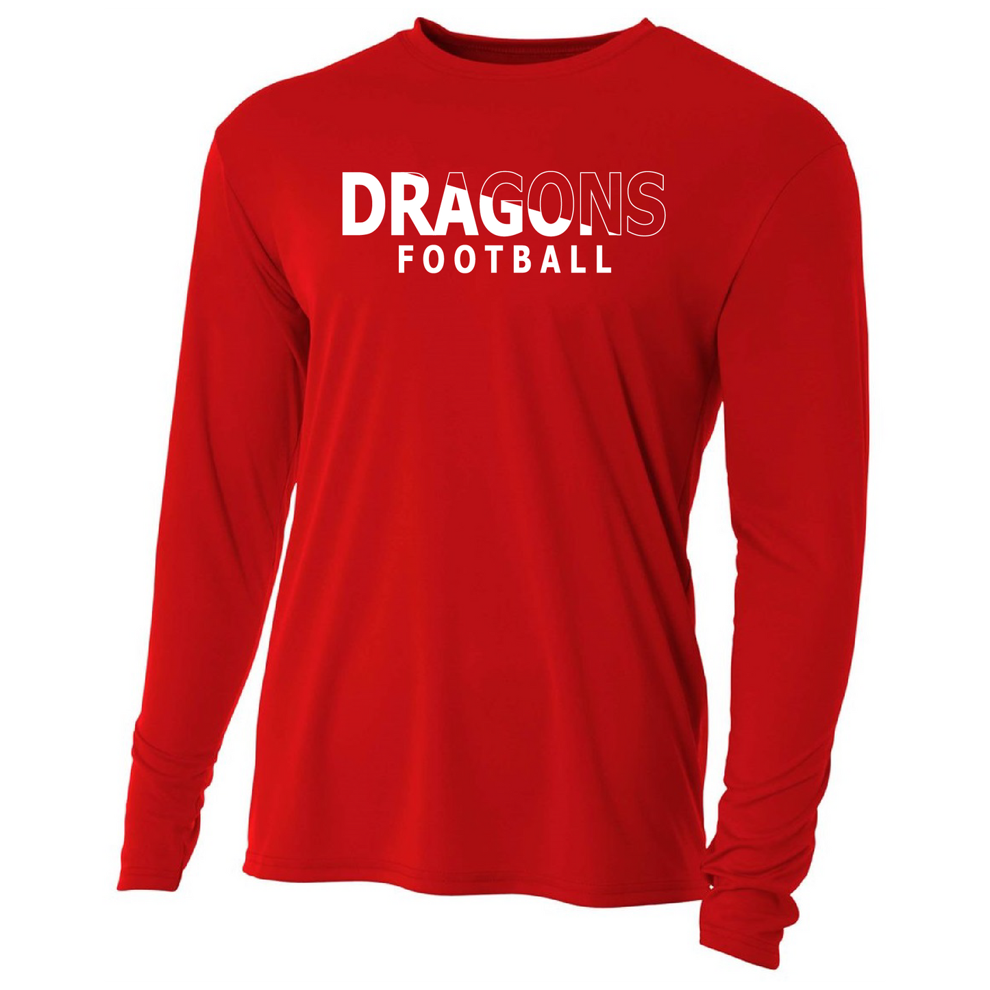 Mens L/S T-Shirt - White Dragons Football Slashed