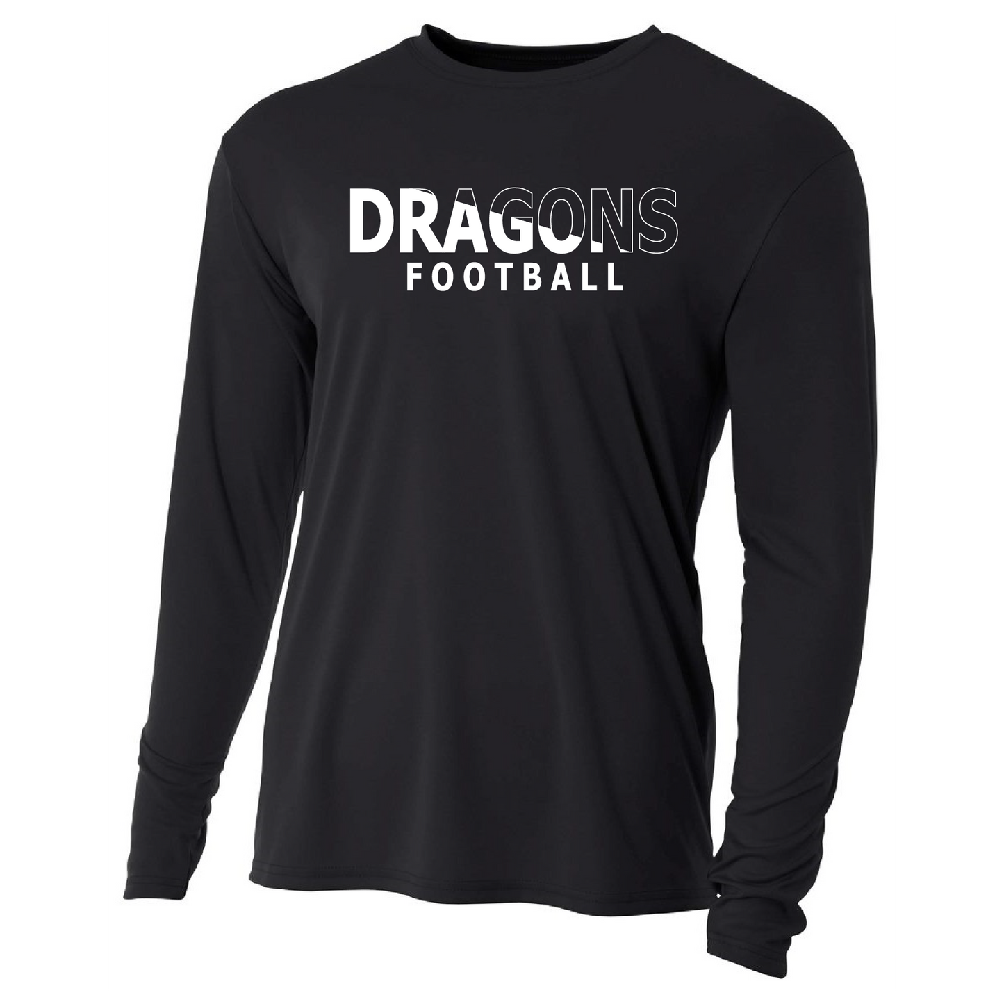 Mens L/S T-Shirt - White Dragons Football Slashed