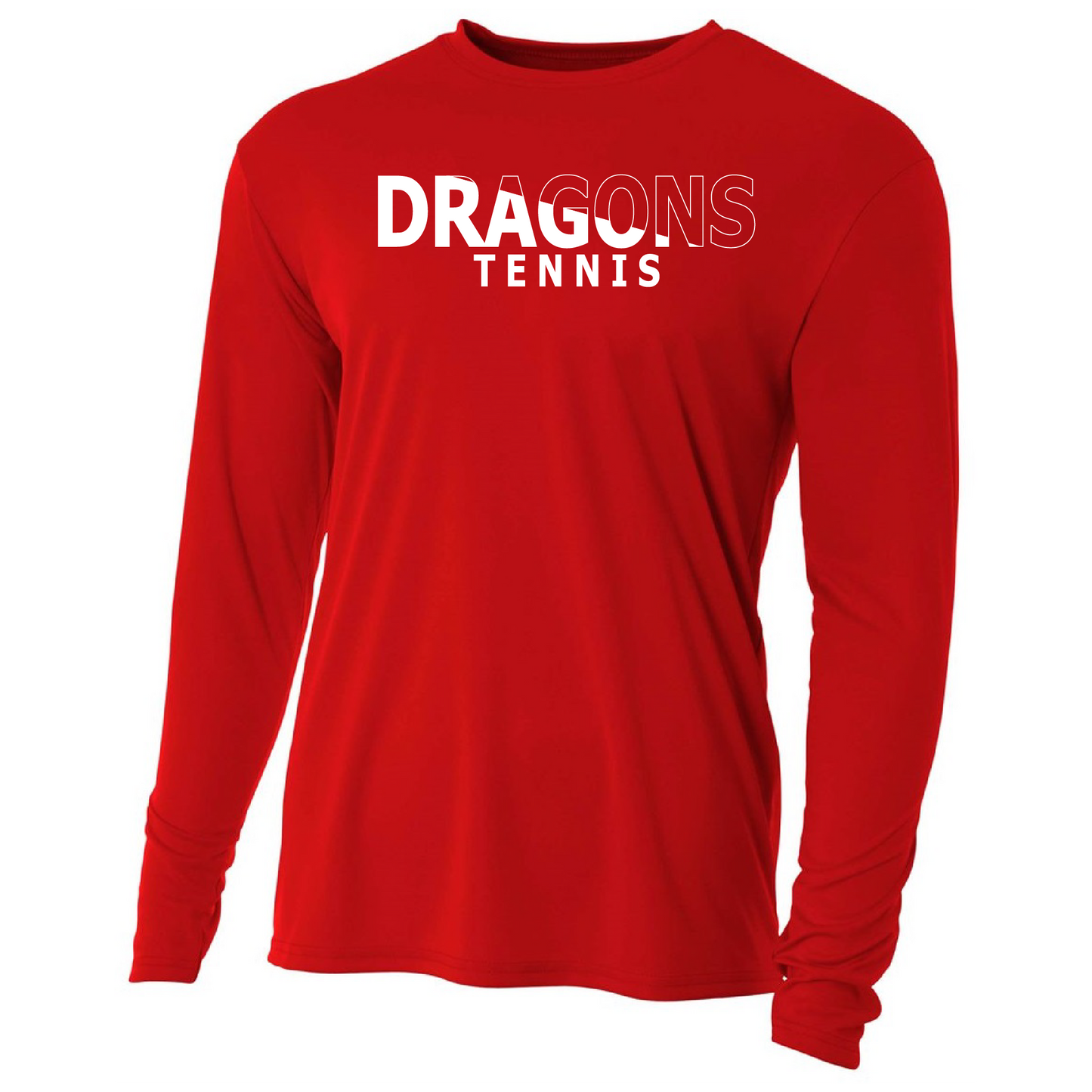 Mens L/S T-Shirt - Dragons Tennis Slashed White