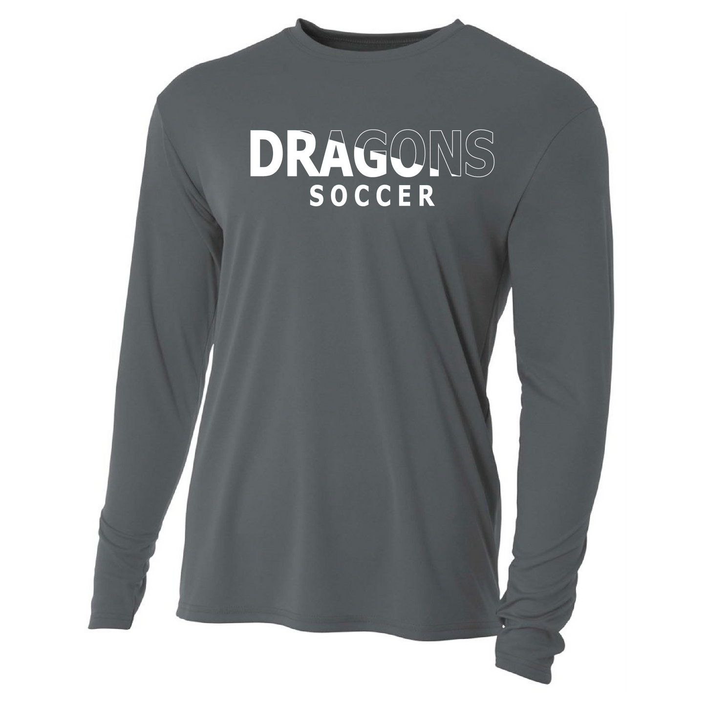 Mens L/S T-Shirt - Dragons Soccer Slashed White