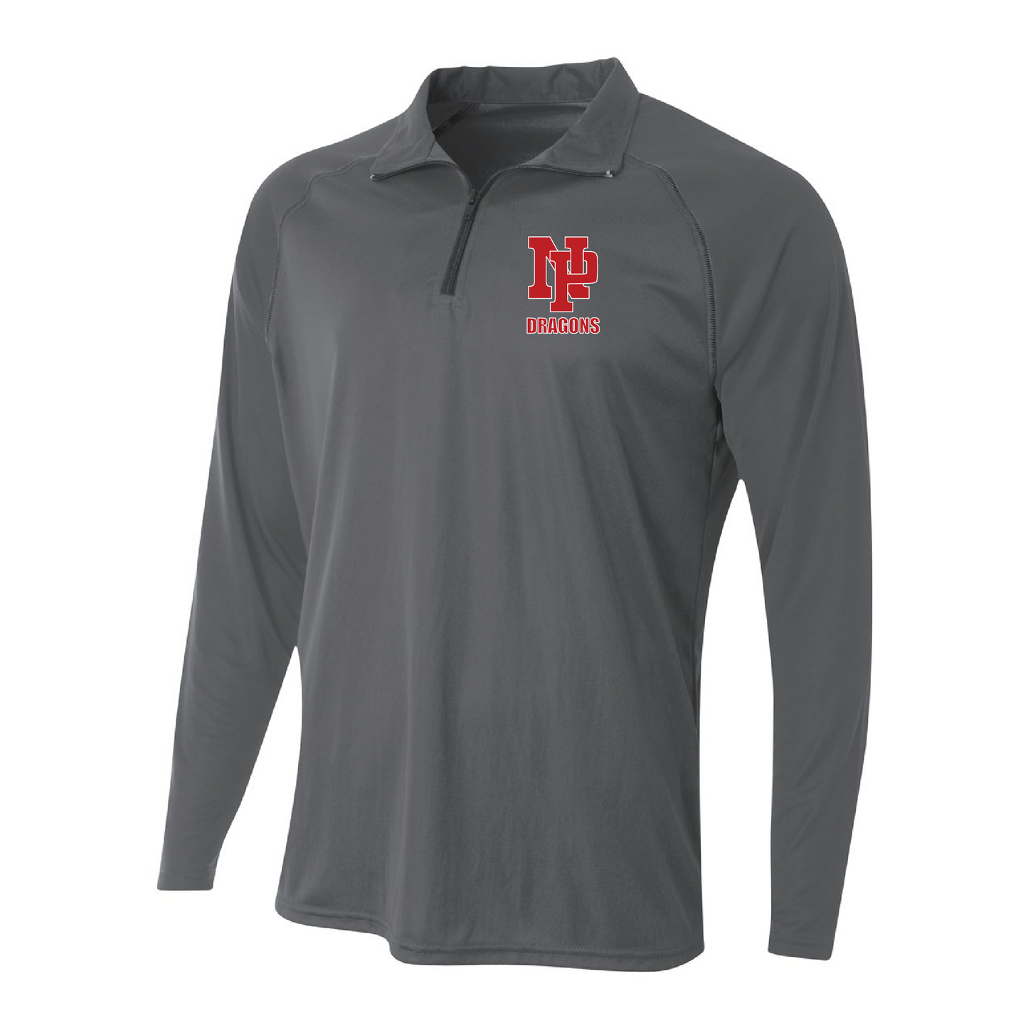 Mens Quarter Zip Pullover - Red NP DRAGONS, stacked