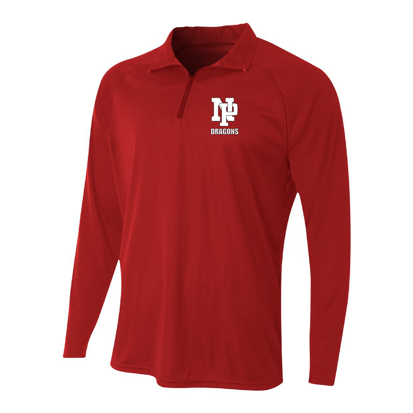 Mens Quarter Zip Pullover - White NP DRAGONS, stacked