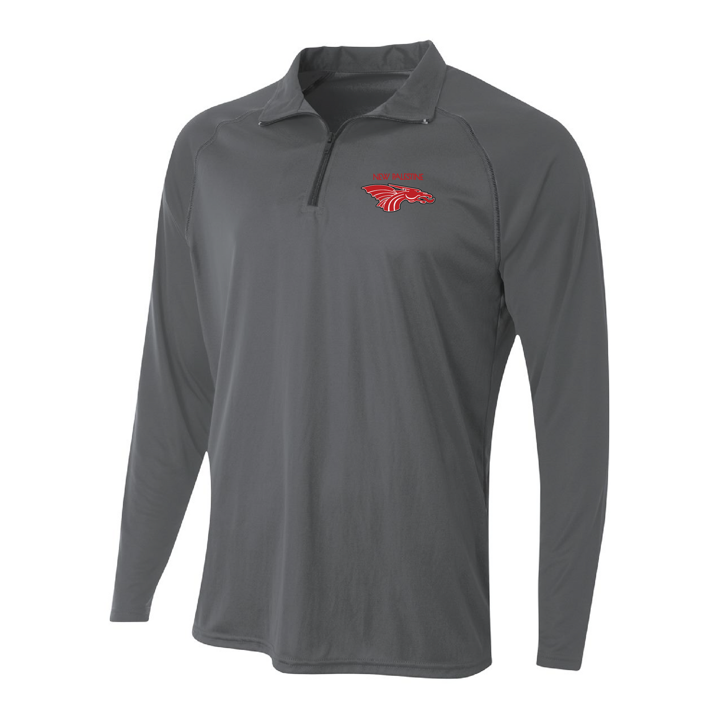 Mens Quarter Zip Pullover - New Palestine Dragons (red)