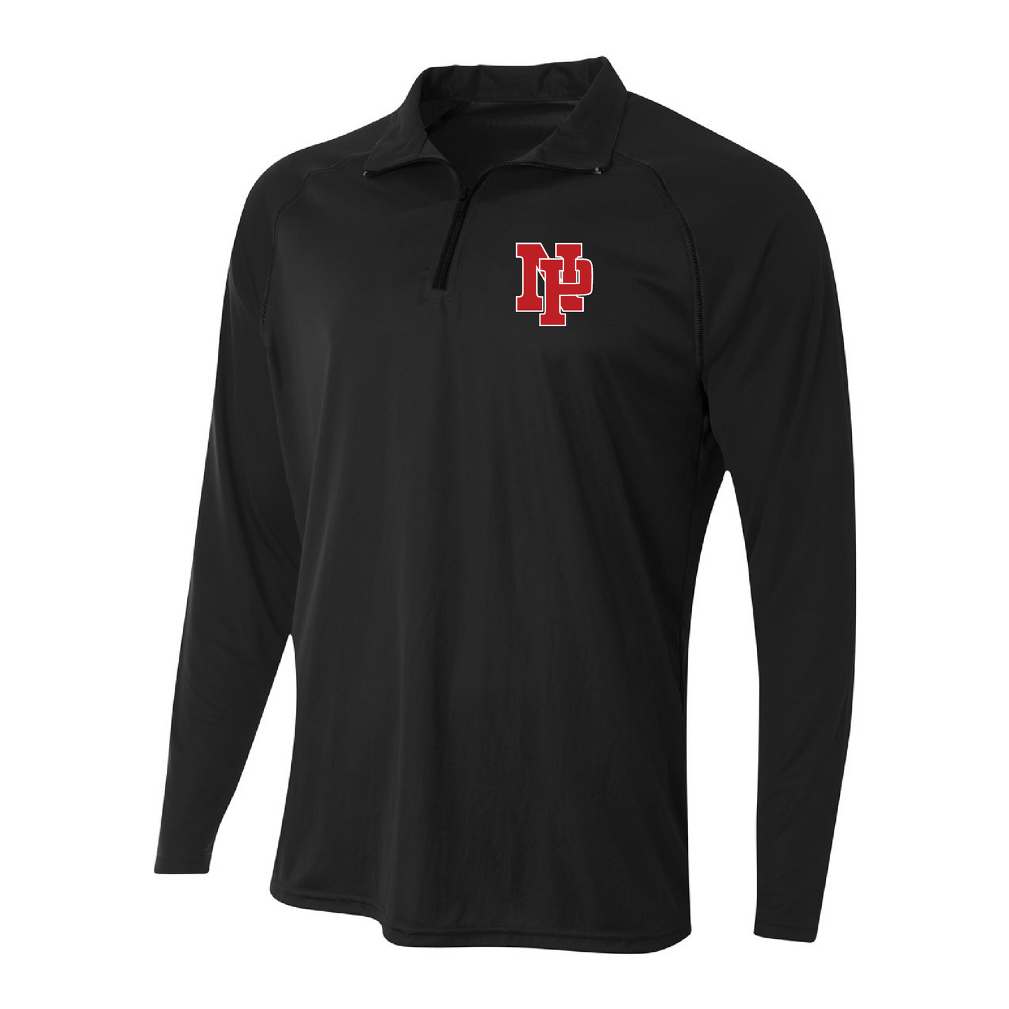 Mens Quarter Zip Pullover - Red NP Logo, White Outline