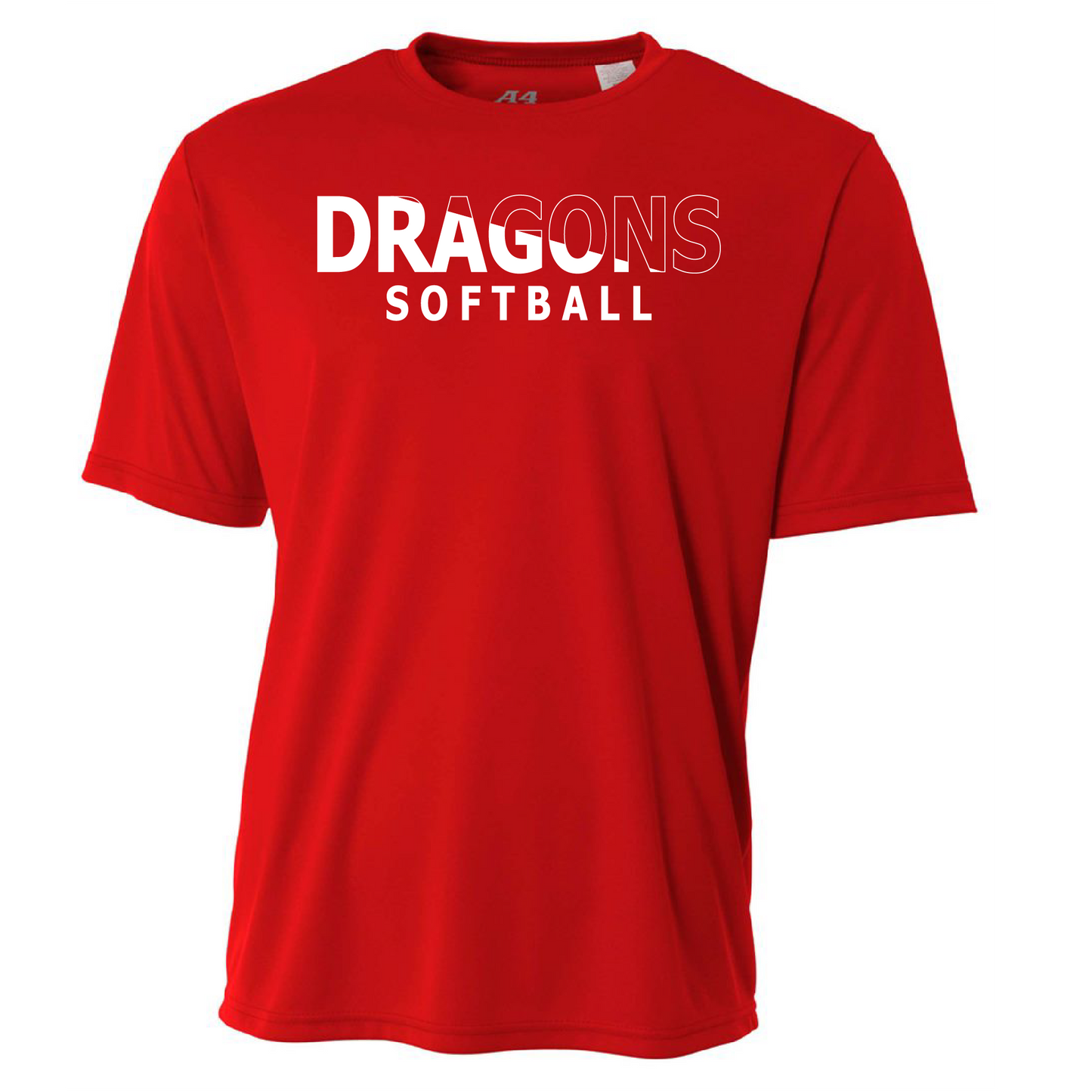 Mens S/S T-Shirt - Dragons Softball Slashed White