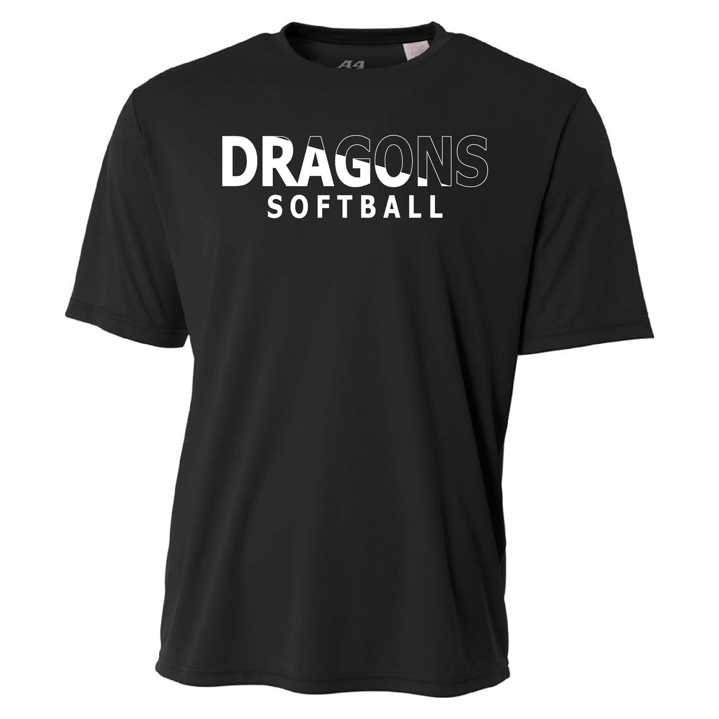 Mens S/S T-Shirt - Dragons Softball Slashed White