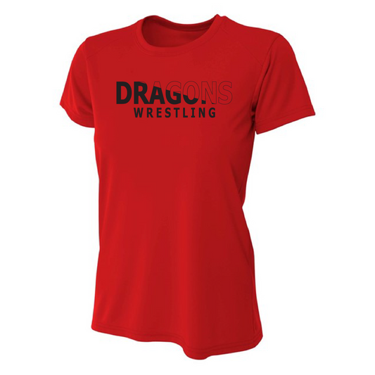 Womens S/S T-Shirt - Black Dragons Wrestling Slashed
