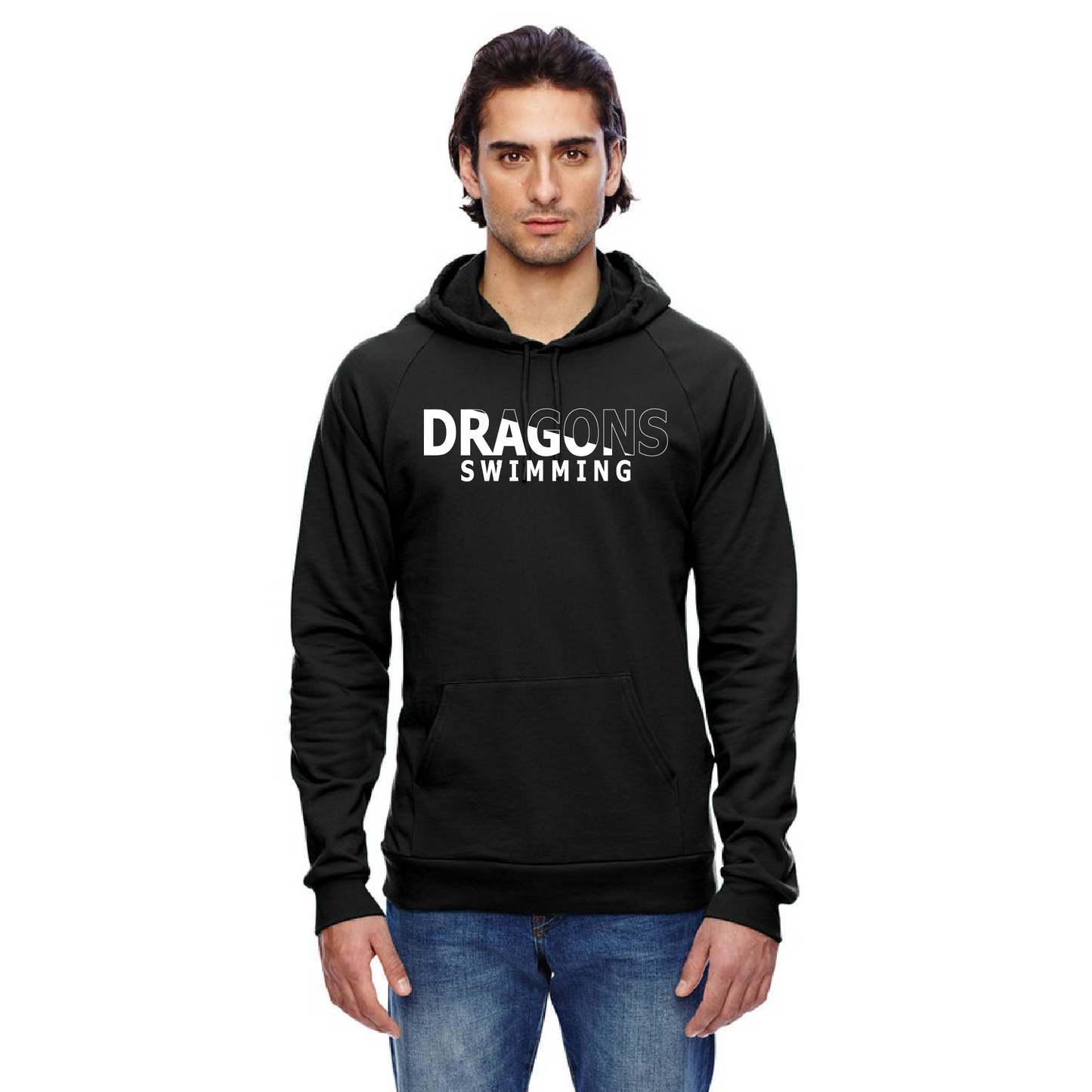 Unisex Hoodie - Dragons Swimming Slashed White