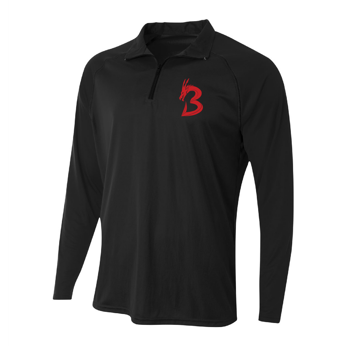 Mens Quarter Zip Pullover - NP Bands "B" Dragon (red)