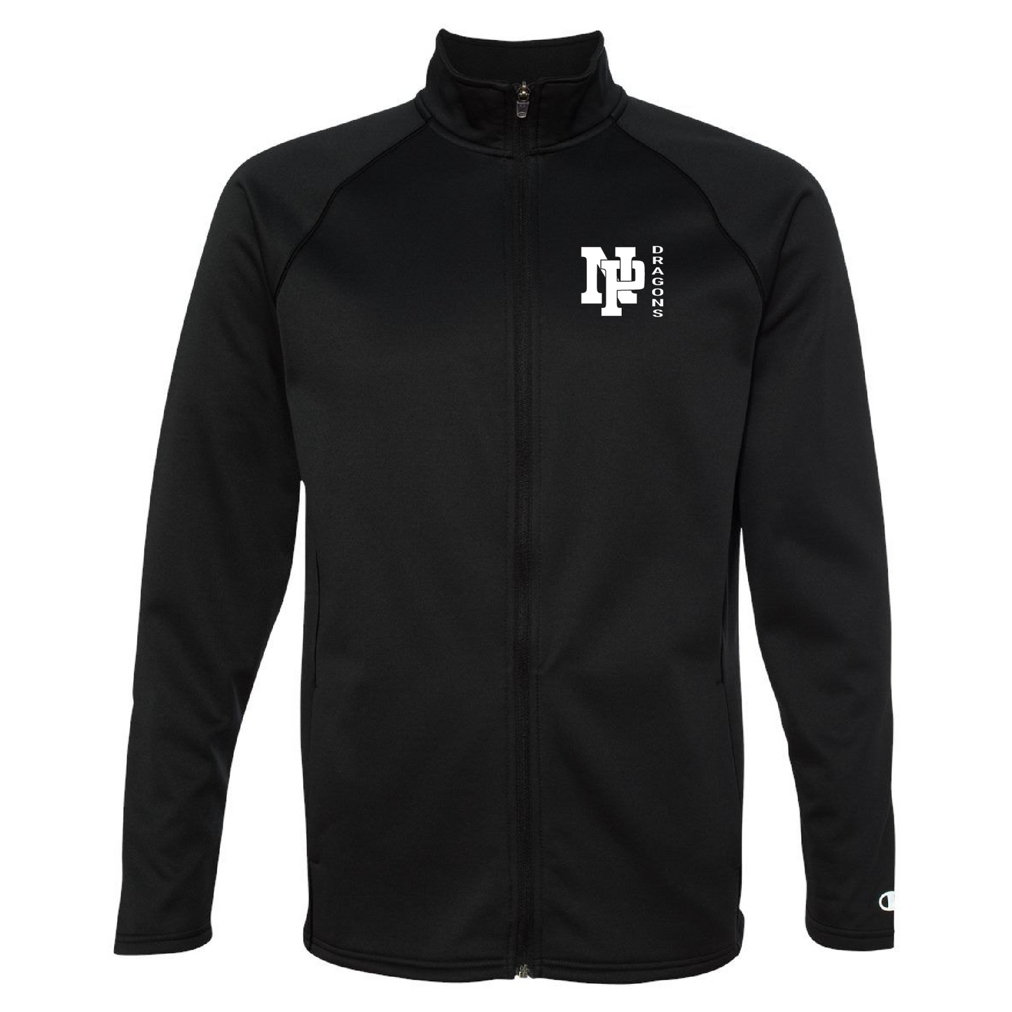 Unisex Performance Fleece Full-Zip Jacket - White NP DRAGONS, side by side