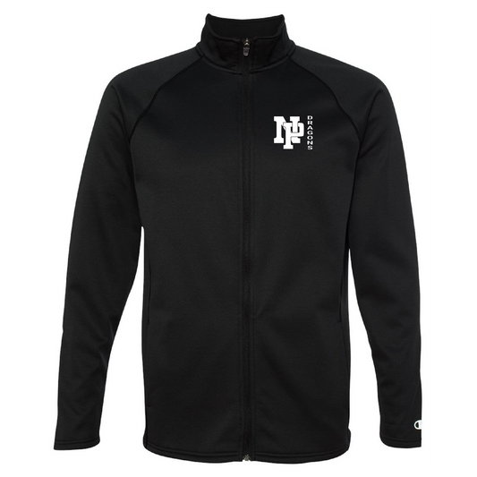Unisex Performance Fleece Full-Zip Jacket - White NP DRAGONS, side by side