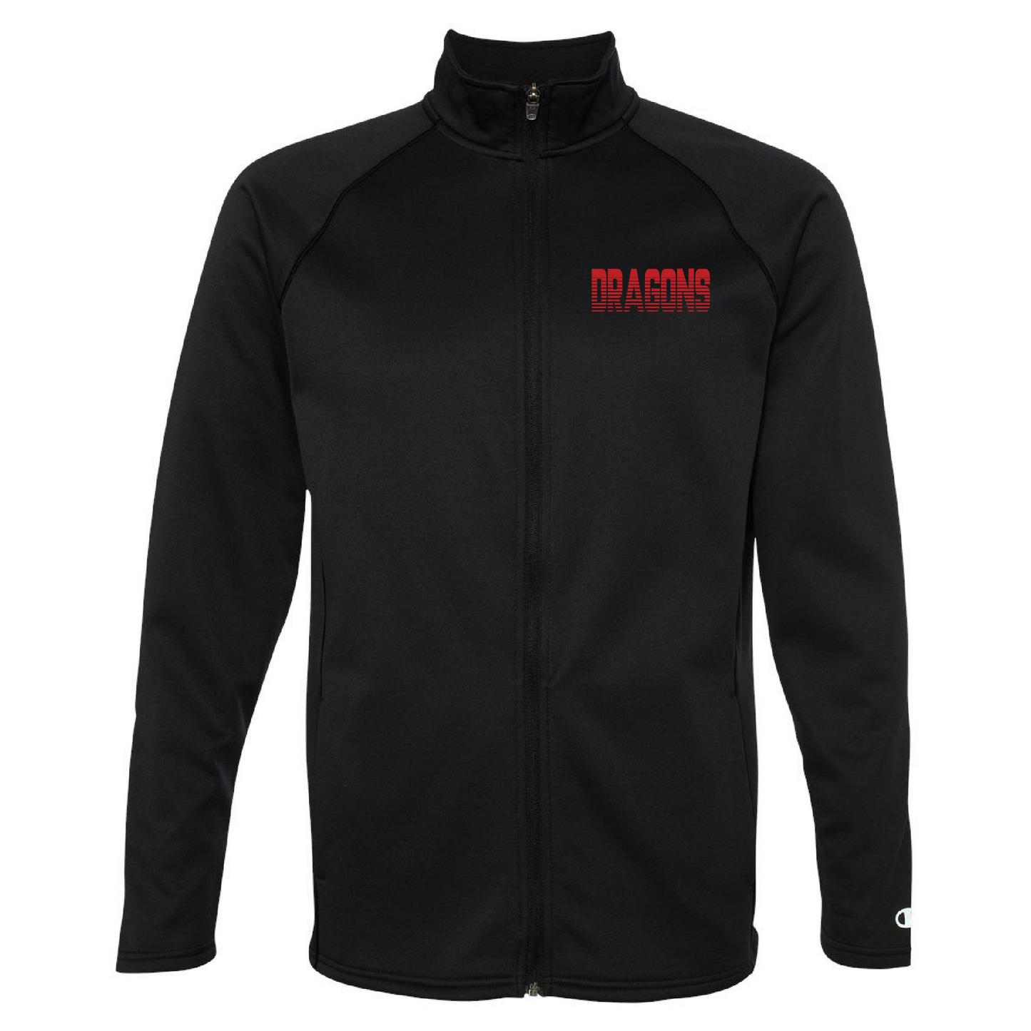 Unisex Performance Fleece Full-Zip Jacket - Dragons Horizontal Striped (red)