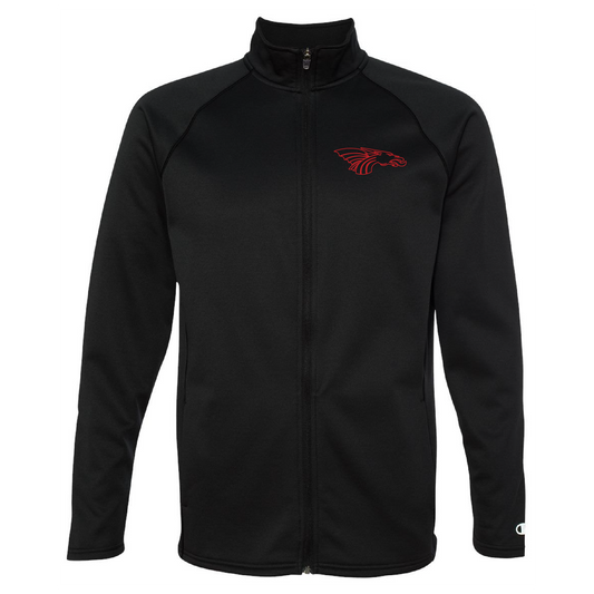Unisex Performance Fleece Full-Zip Jacket - Dragon Head Outlined (red)
