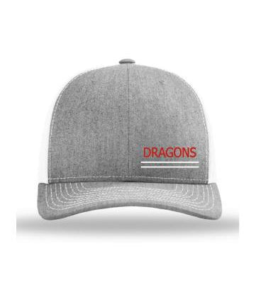 Heather Grey on White w/Dragons Logo (embroidered)