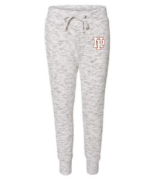 Women's Jogger Pants - White NP Logo, Red Outline