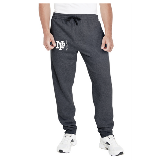 Adult Unisex Joggers - White NP Dragons, Side by Side