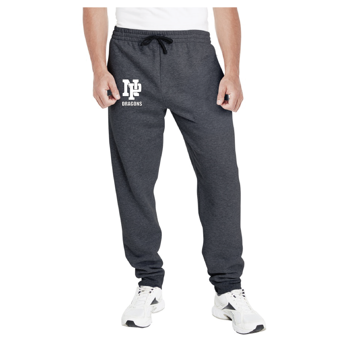 Adult Unisex Joggers - White NP Dragons, Stacked