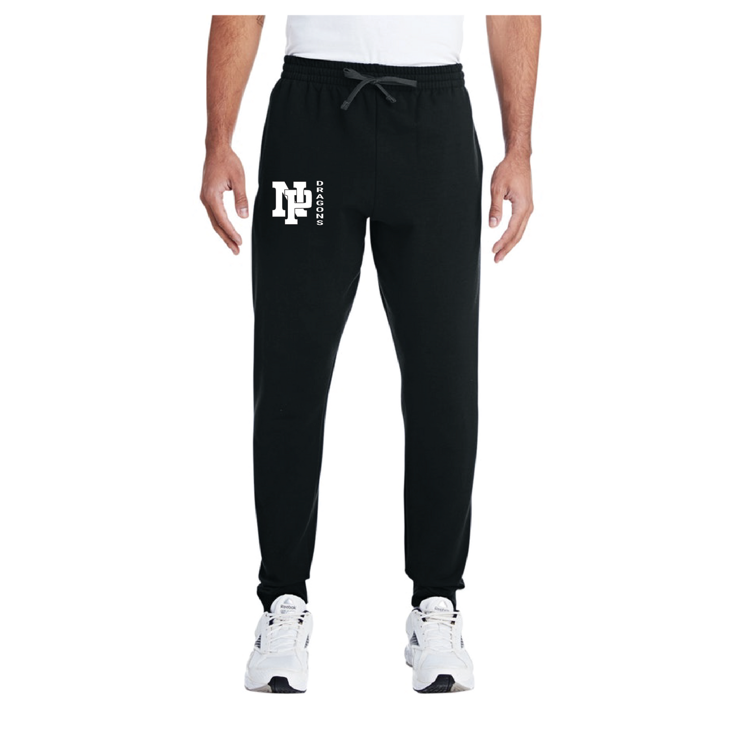 Adult Unisex Joggers - White NP Dragons, Side by Side