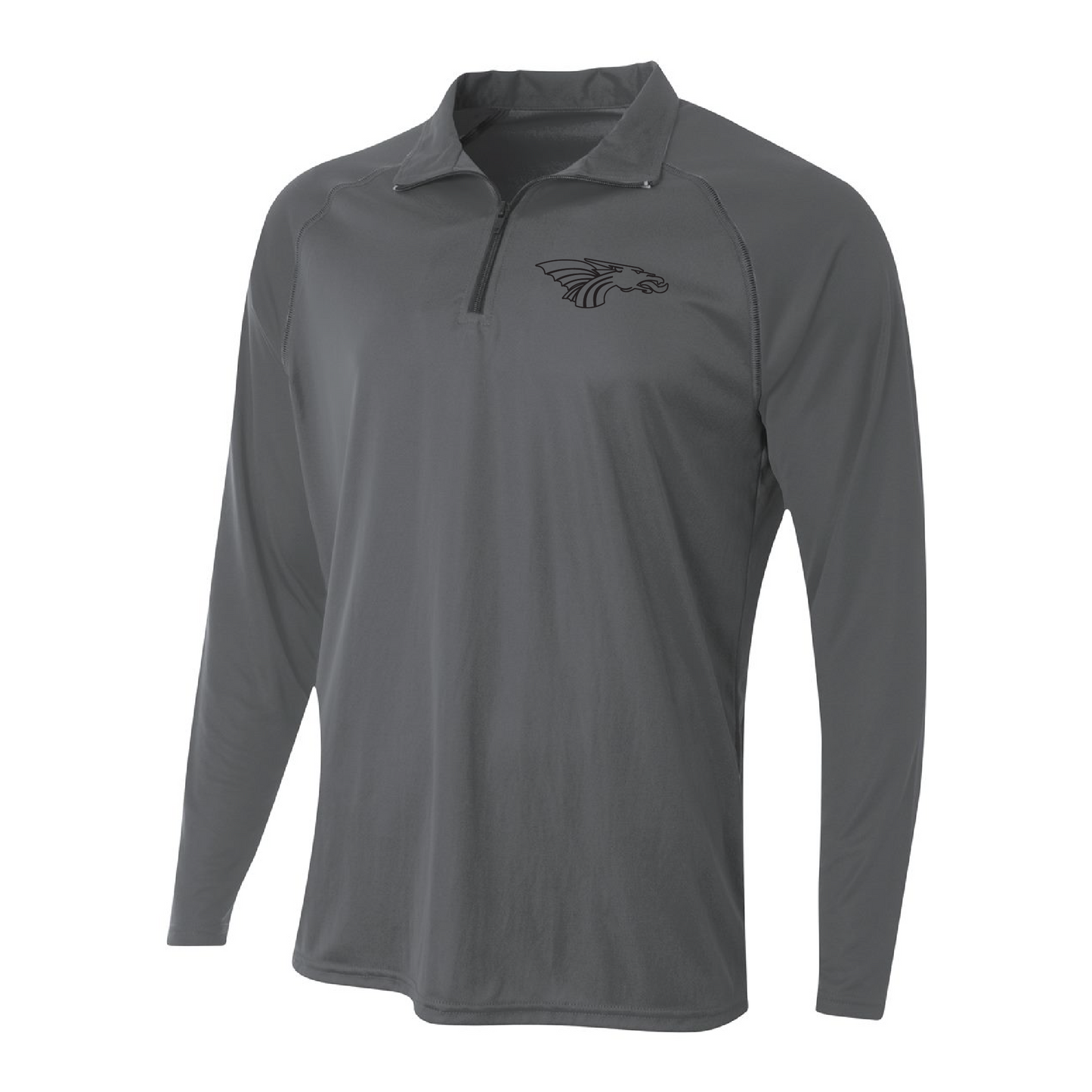 Mens Quarter Zip Pullover - Dragon Head Outlined (black)