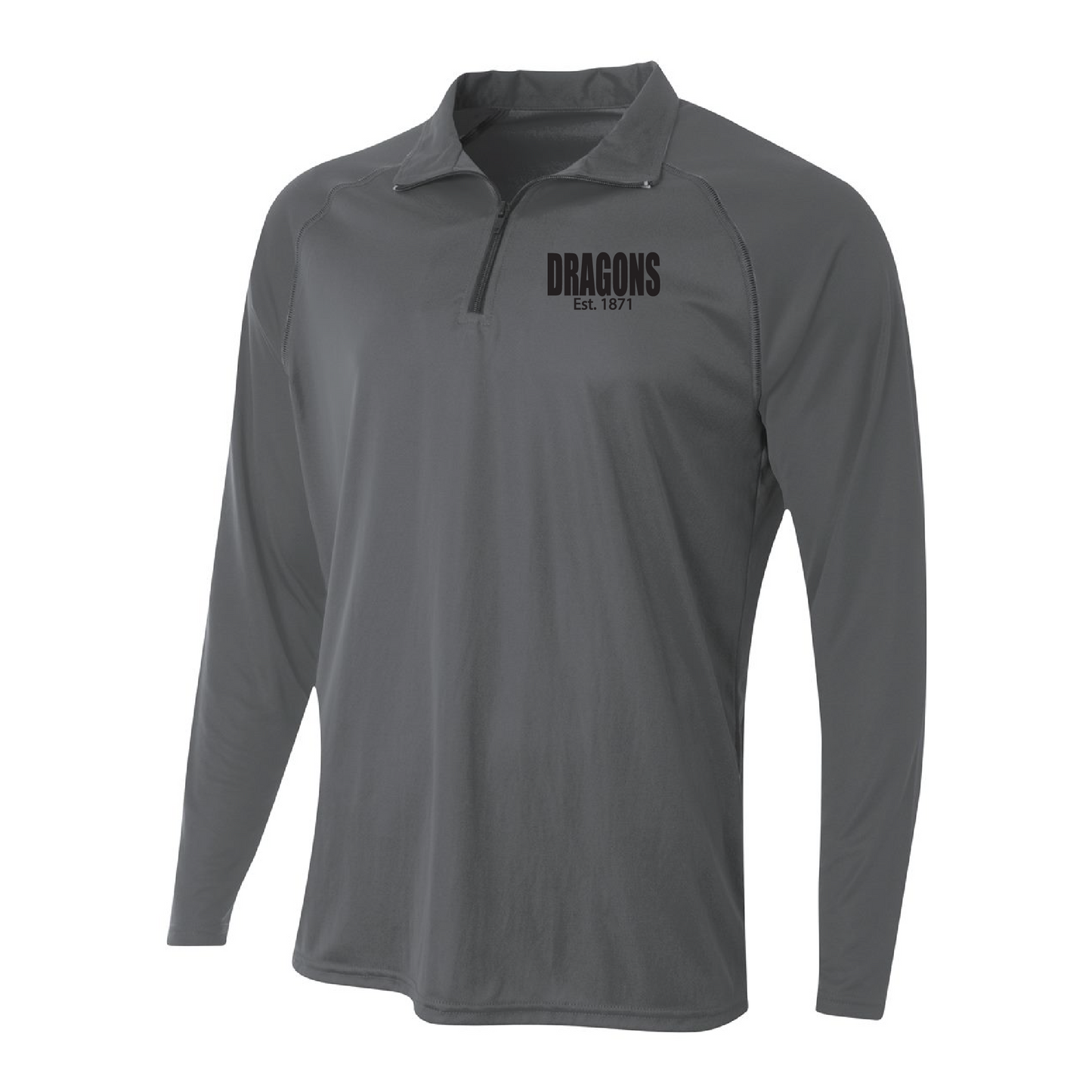Mens Quarter Zip Pullover - Dragons Est 1871 (black)