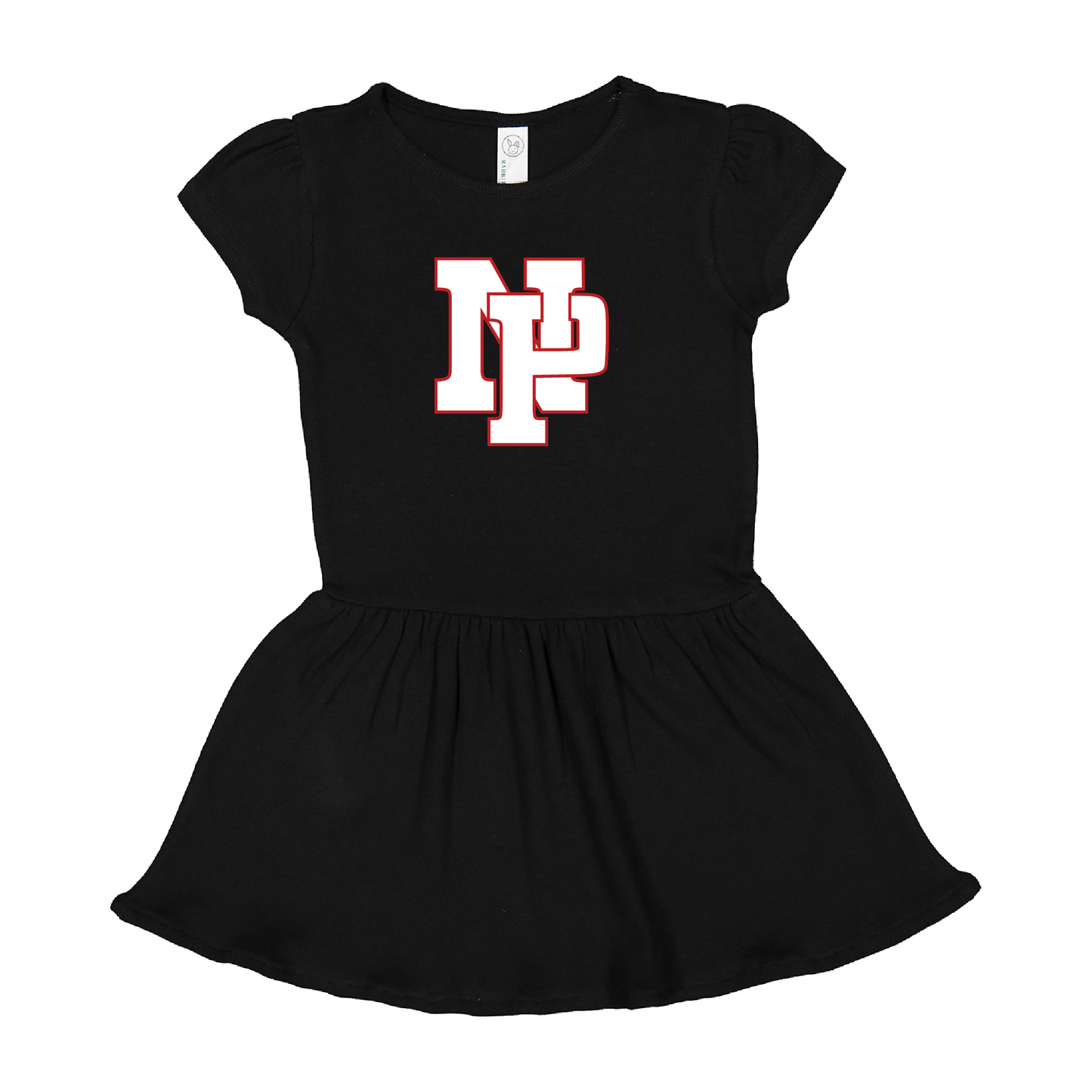 Baby/Toddler Dress - White NP Logo, Red outline