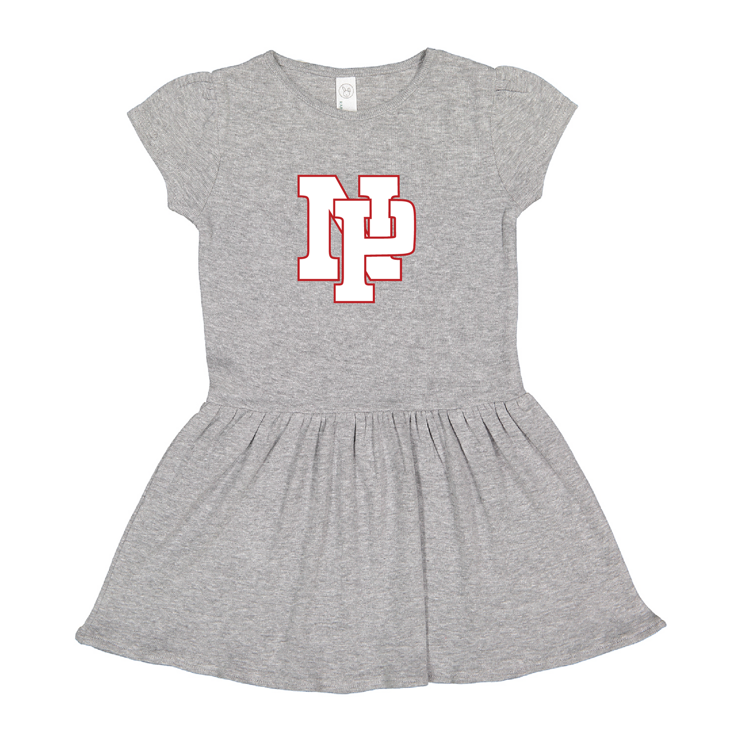 Baby/Toddler Dress - White NP Logo, Red outline