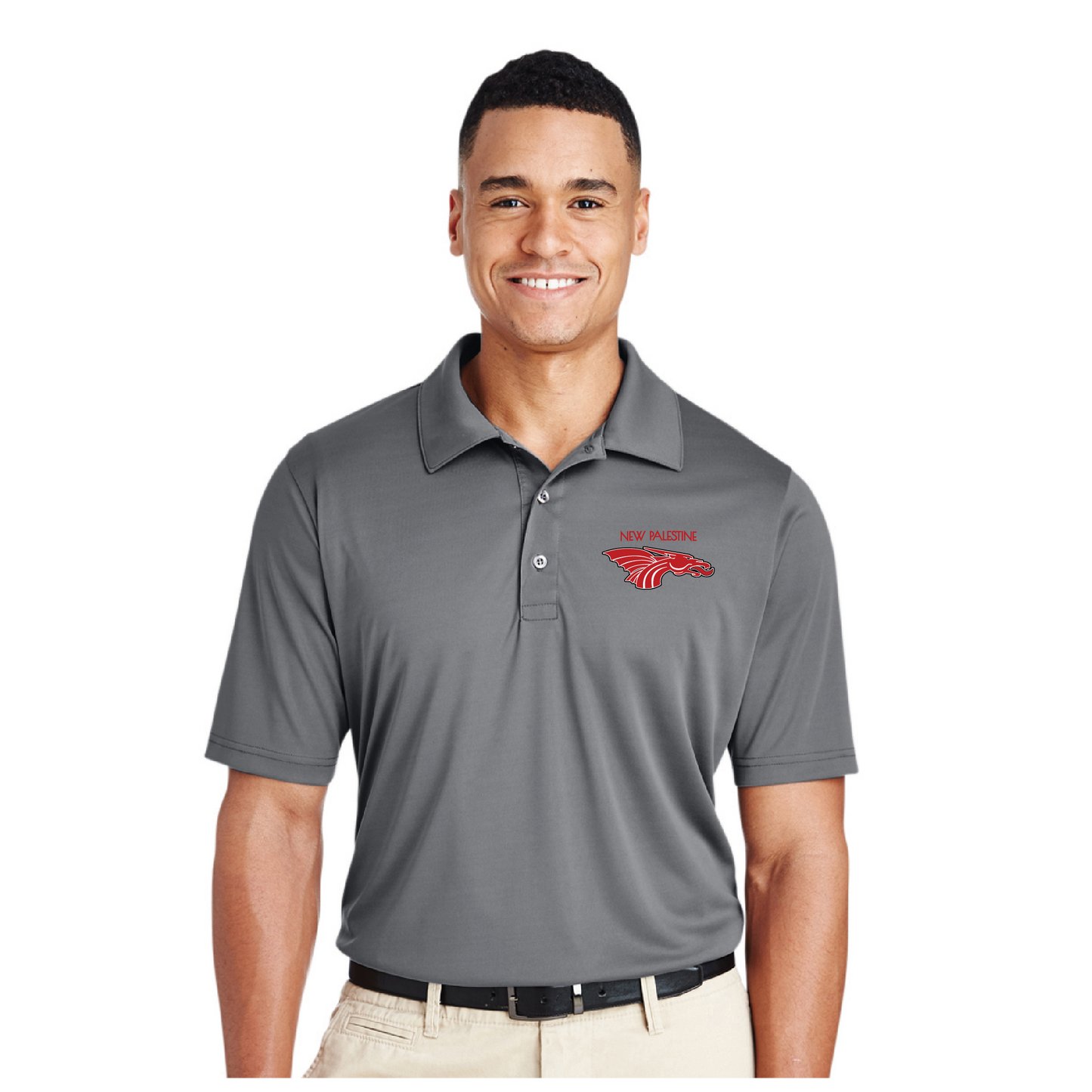 Mens Performance Polo - New Palestine w/Dragon Head Logo (red)