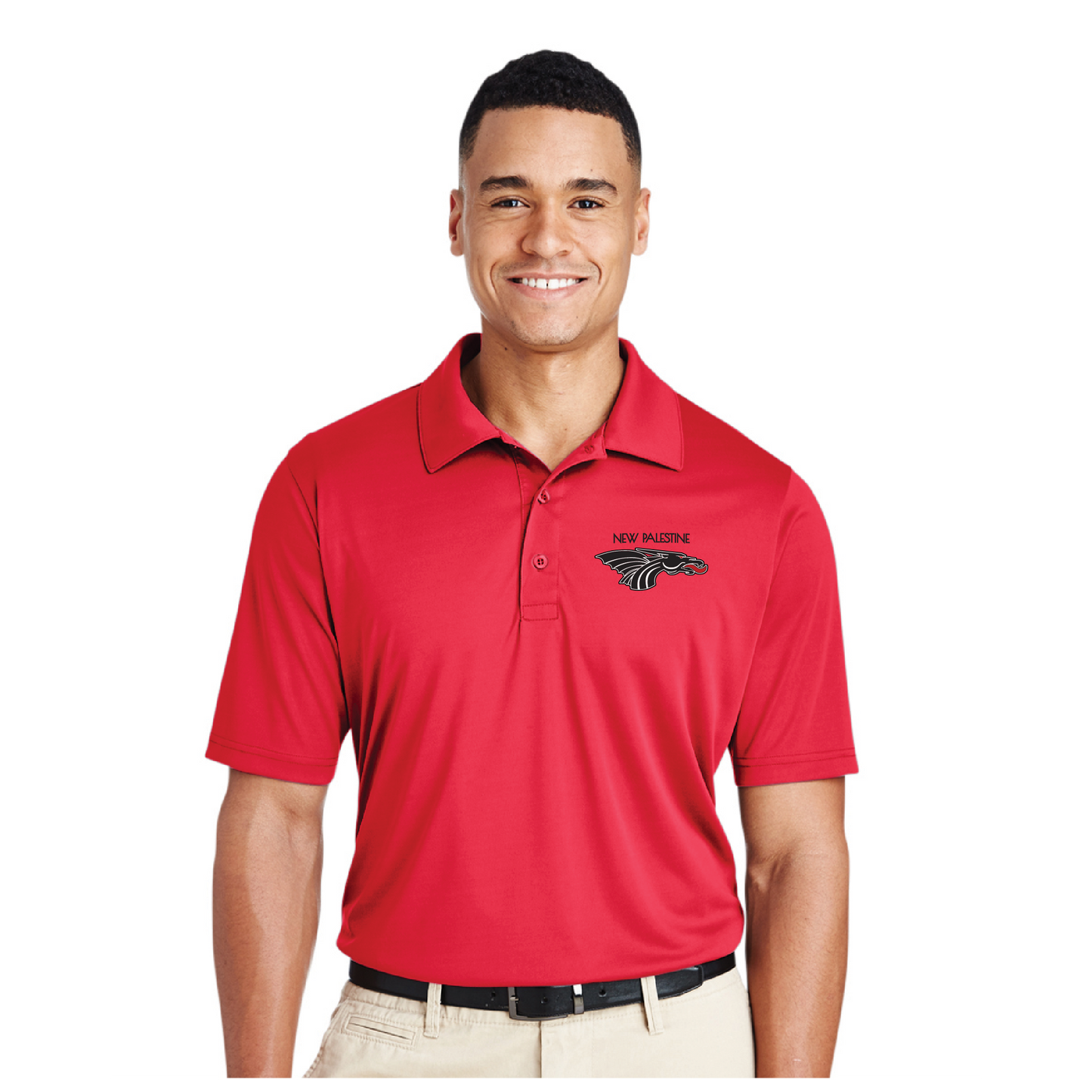 Mens Performance Polo - New Palestine w/Dragon Head Logo (black)