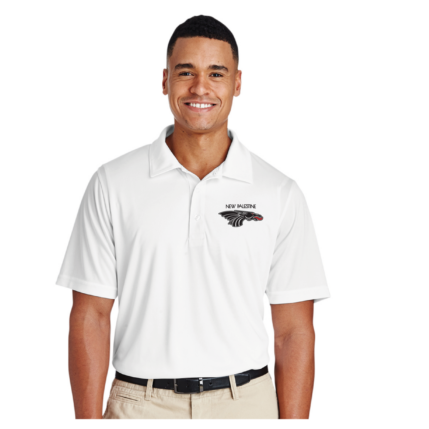 Mens Performance Polo - New Palestine w/Dragon Head Logo (black)