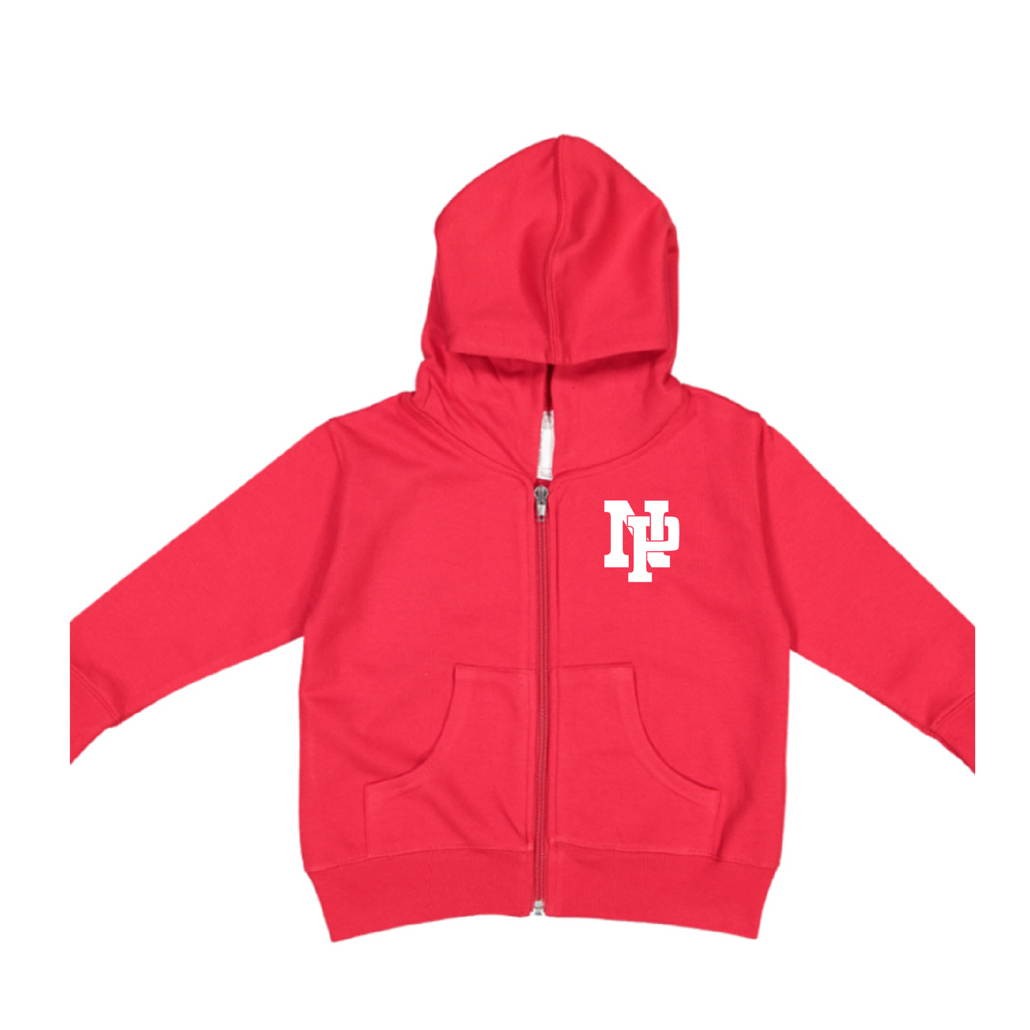 Toddler Fleece Hooded Zip-up - White NP Logo