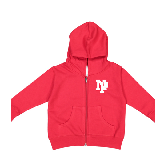 Toddler Fleece Hooded Zip-up - White NP Logo