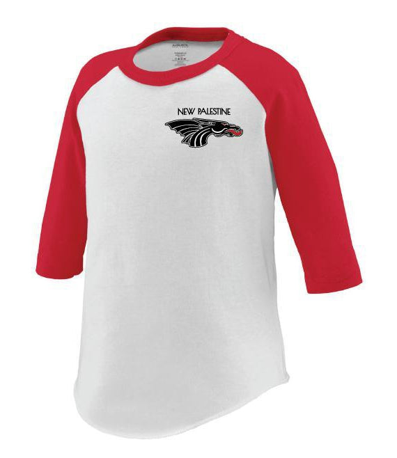 Toddler 3/4 Sleeve Baseball Tee - New Palestine w/Black Dragon Head Logo