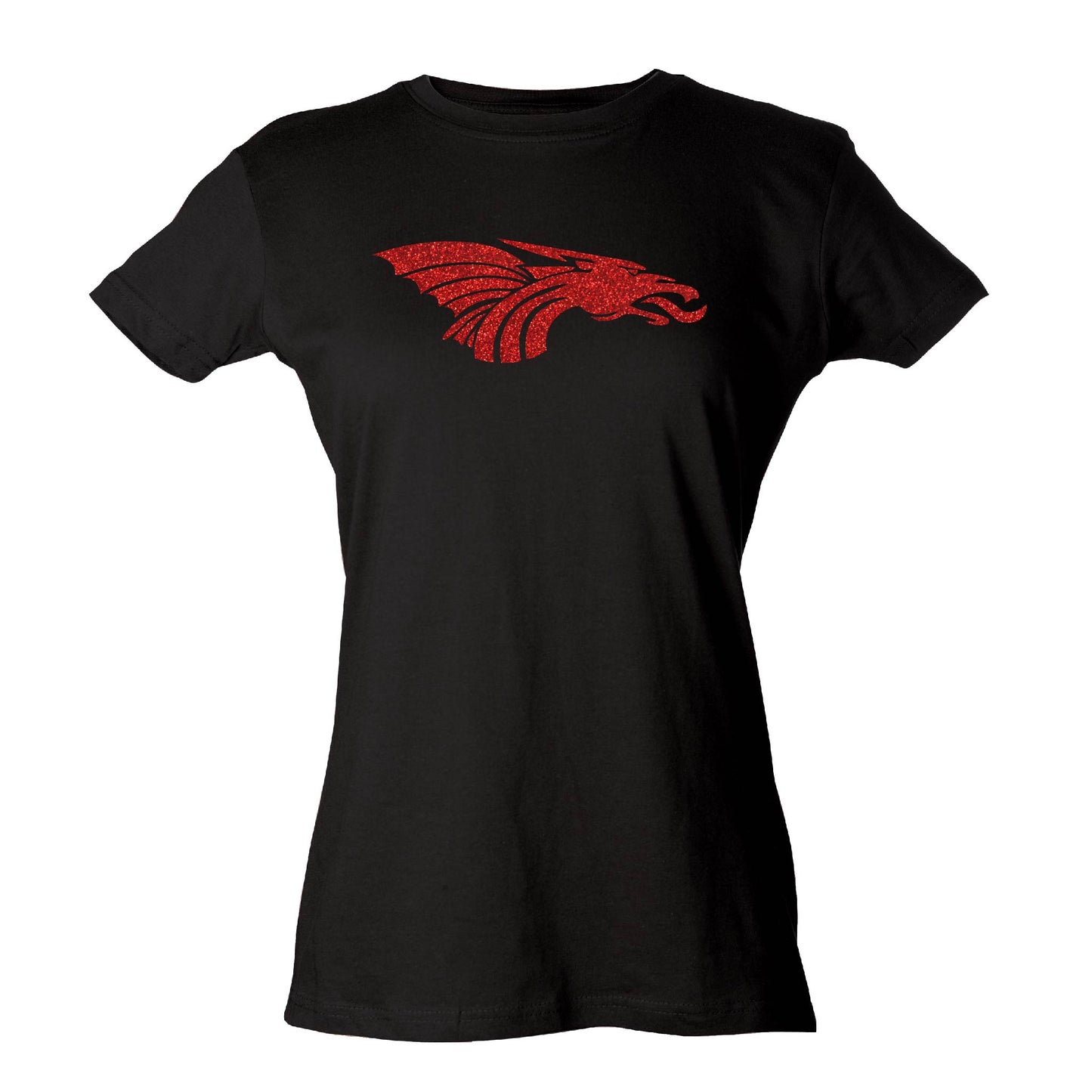 Womens Slim Fit Jersey Tee - Dragon Head (Glitter)