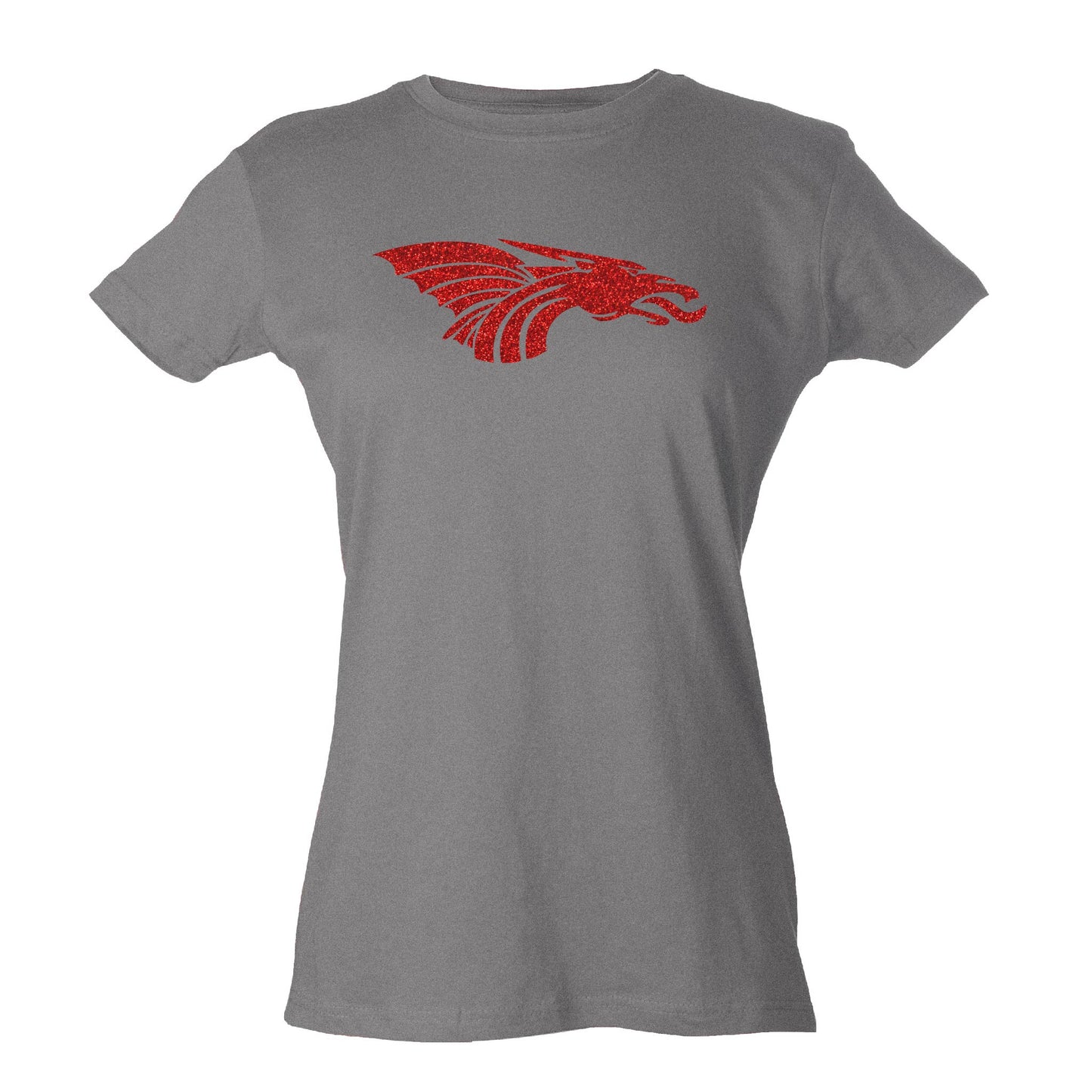 Womens Slim Fit Jersey Tee - Dragon Head (Glitter)