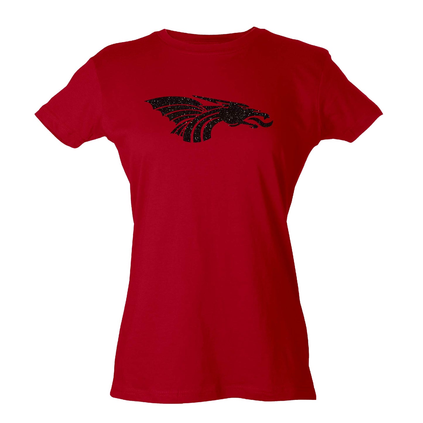 Womens Slim Fit Jersey Tee - Dragon Head (Glitter)