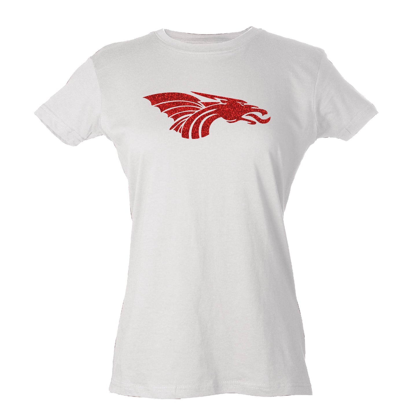 Womens Slim Fit Jersey Tee - Dragon Head (Glitter)