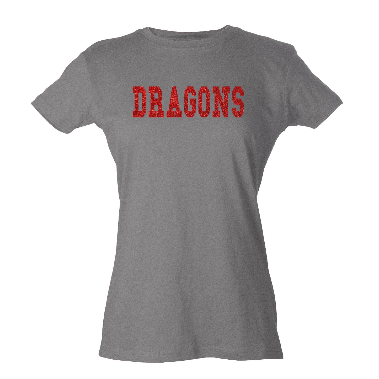 Womens Slim Fit Jersey Tee - DRAGONS (Glitter)
