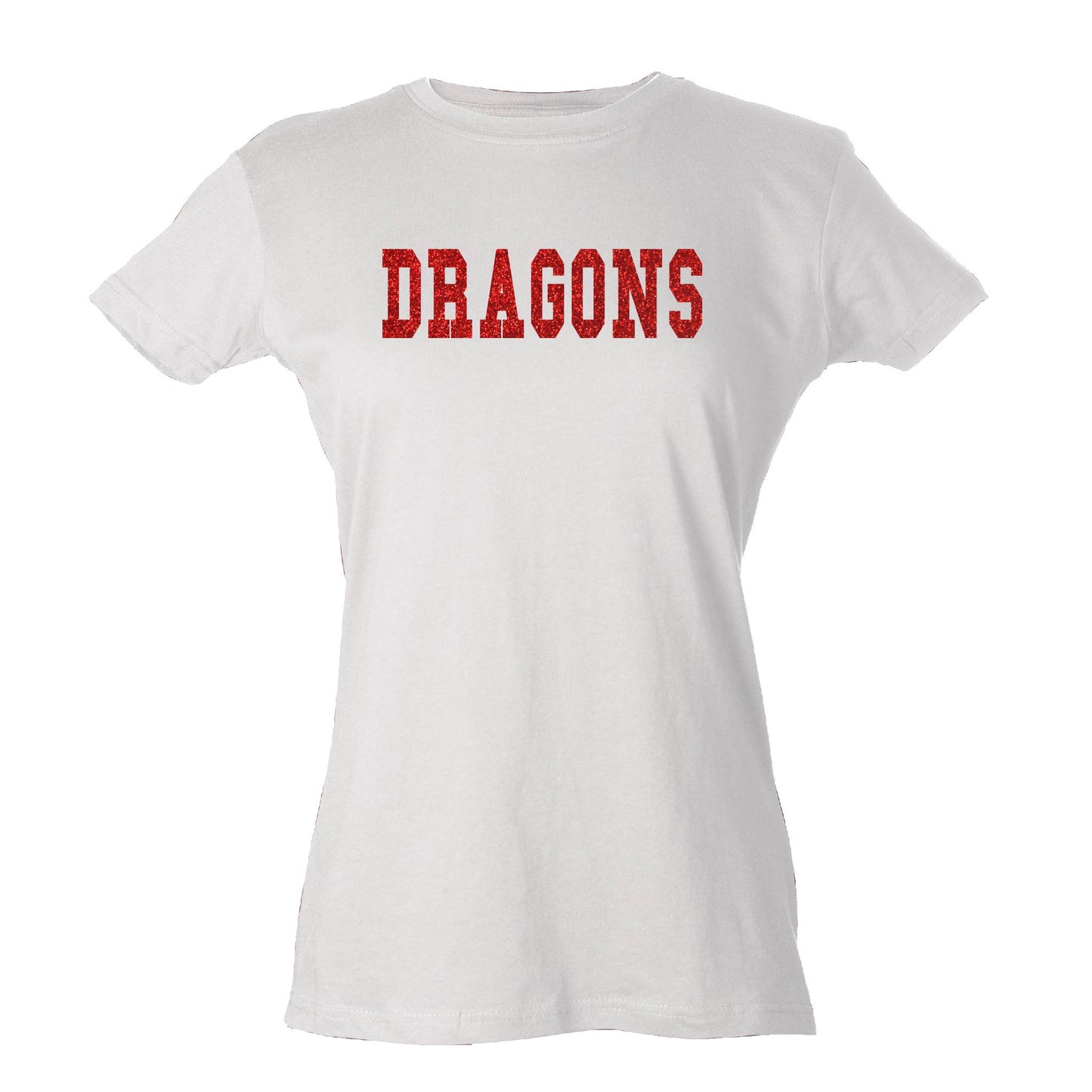 Womens Slim Fit Jersey Tee - DRAGONS (Glitter)