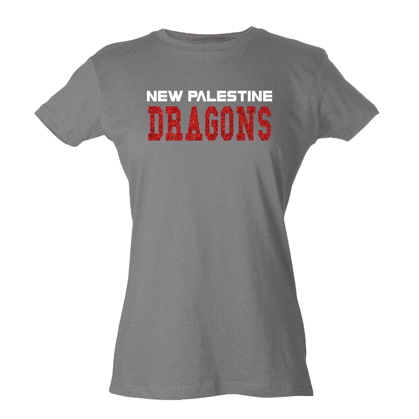 Womens Slim Fit Jersey Tee - New Palestine Dragons1 (Glitter)