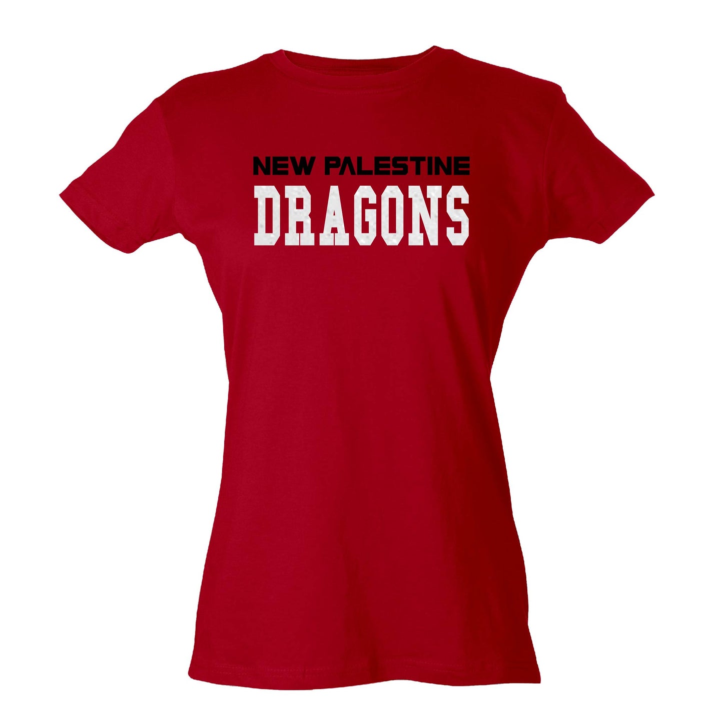 Womens Slim Fit Jersey Tee - New Palestine Dragons1 (Glitter)