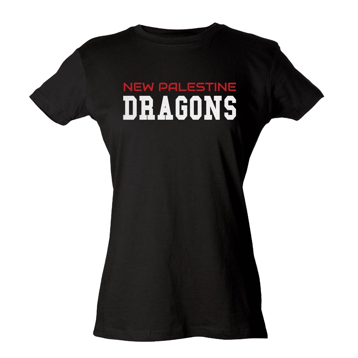 Womens Slim Fit Jersey Tee - New Palestine Dragons2 (Glitter)