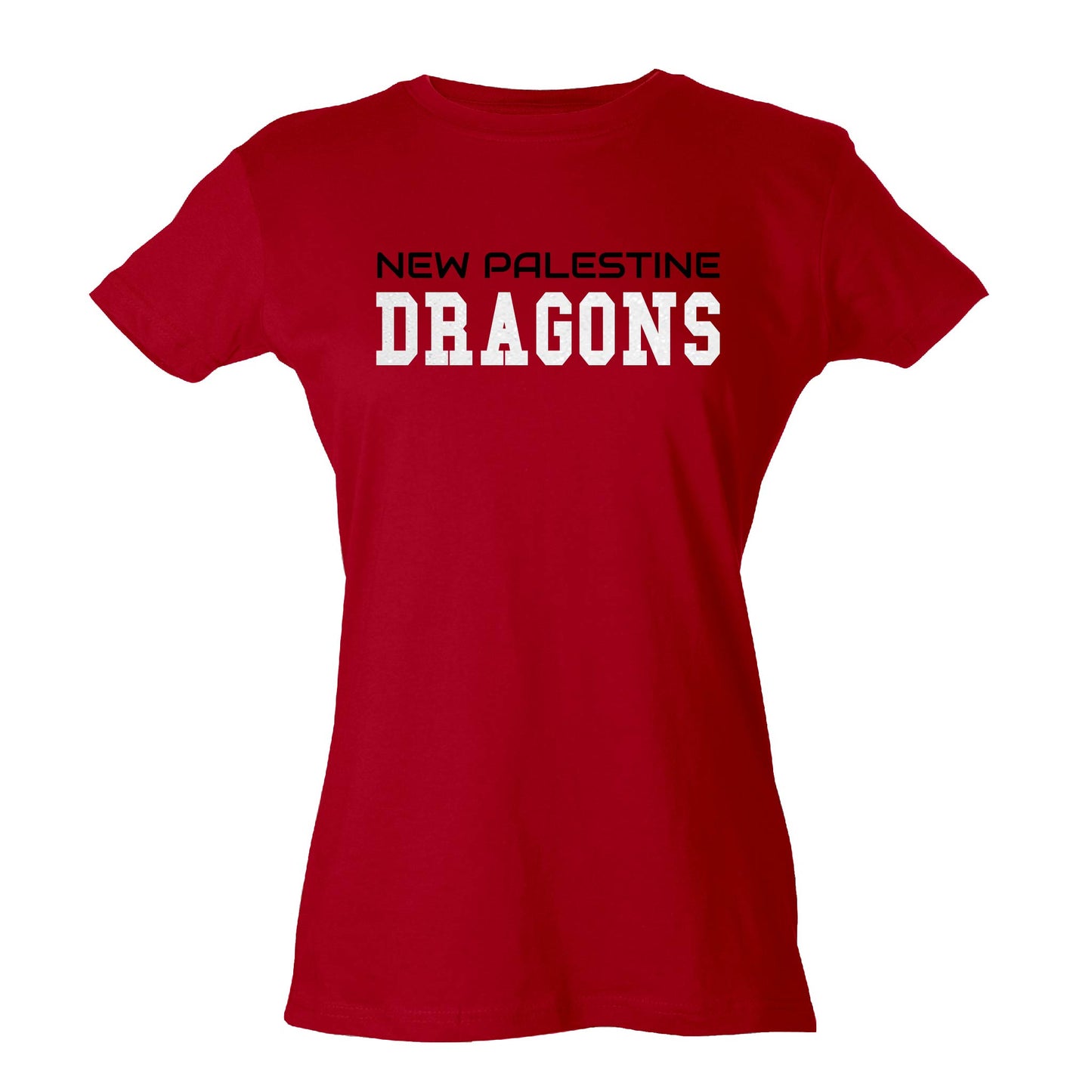 Womens Slim Fit Jersey Tee - New Palestine Dragons2 (Glitter)