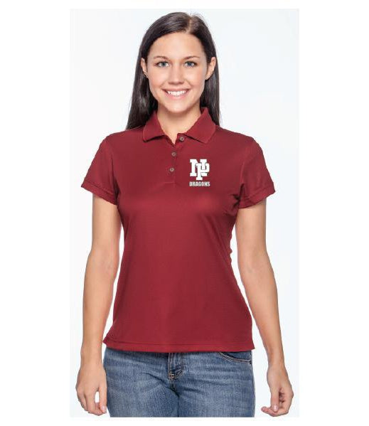 Womens Adidas ClimatLite Polo - White NP Dragons, Stacked