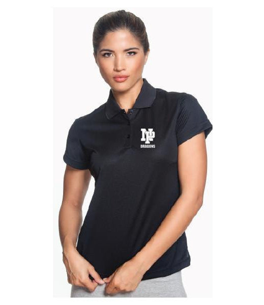 Womens Adidas ClimatLite Polo - White NP Dragons, Stacked