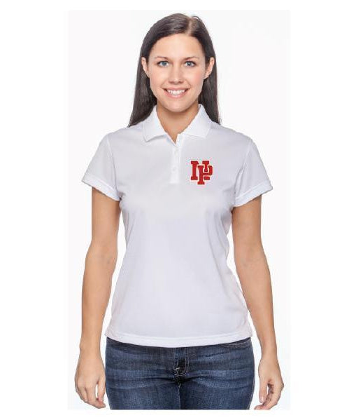 Womens Adidas ClimatLite Polo - Red NP Logo, White Outline