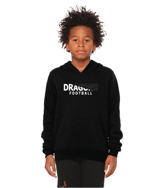 Youth Unisex Sponge Fleece Hoodie - Dragons Football Slashed White