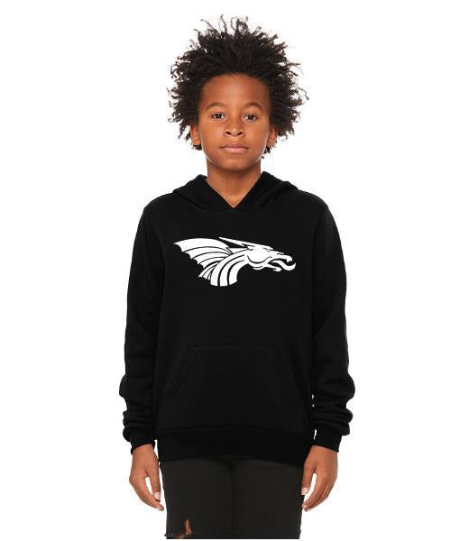 Youth Unisex Sponge Fleece Hoodie - White Dragon Head Logo