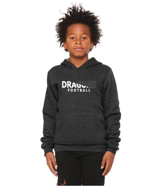 Youth Unisex Sponge Fleece Hoodie - Dragons Football Slashed White