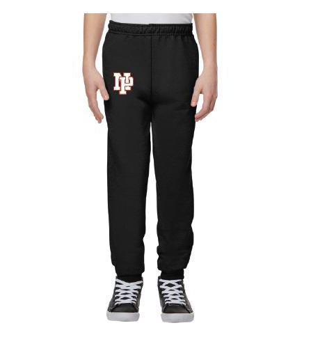 Youth Unisex Joggers - White NP Logo, Red Outline